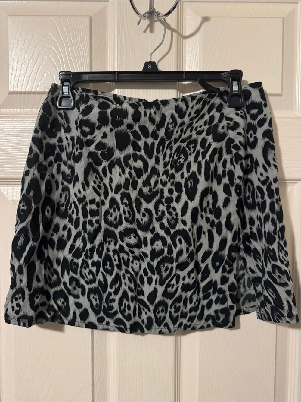 Motel Rocks Black & Gray Leopard Mini Skirt